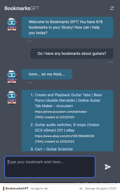 BookmarksGPT chat interface